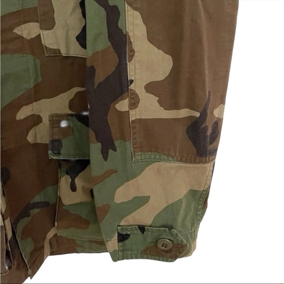 Vintage 80s USAF Woodland Camo BDU Jacket Mens Size XS Short Ripstop Combat Coat - Picture 5 of 12